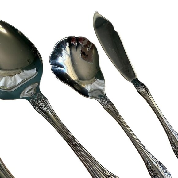 5 Pc Serving Set SSS Oneida Pembrooke Renoir Stainless Flatware Vintage - Picture 5 of 10